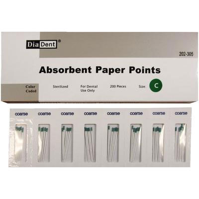 Absorbent Paper Points – Cell Pack, Accessory Sizes, 200/Box - Coarse