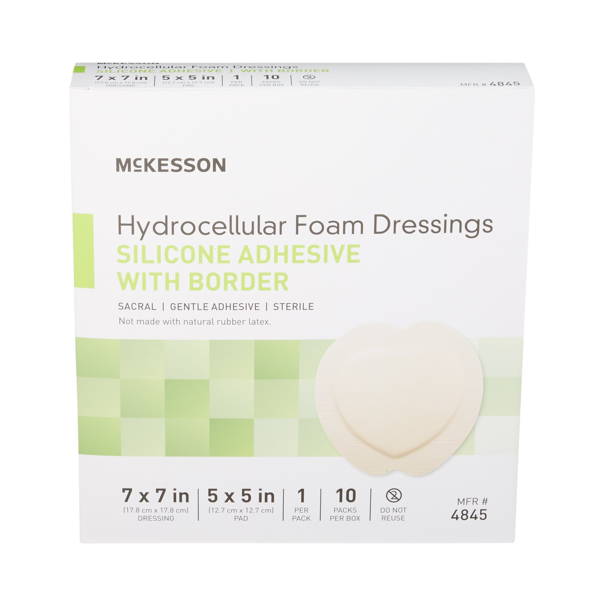 Foam Dressing McKesson 7 X 7 Inch With Border Film Backing Silicone Gel Adhesive Square Sterile