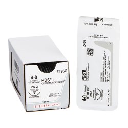 Absorbable Suture with Needle PDS™ II Polydioxanone PS-2 3/8 Circle Needle Size 4-0 Monofil...