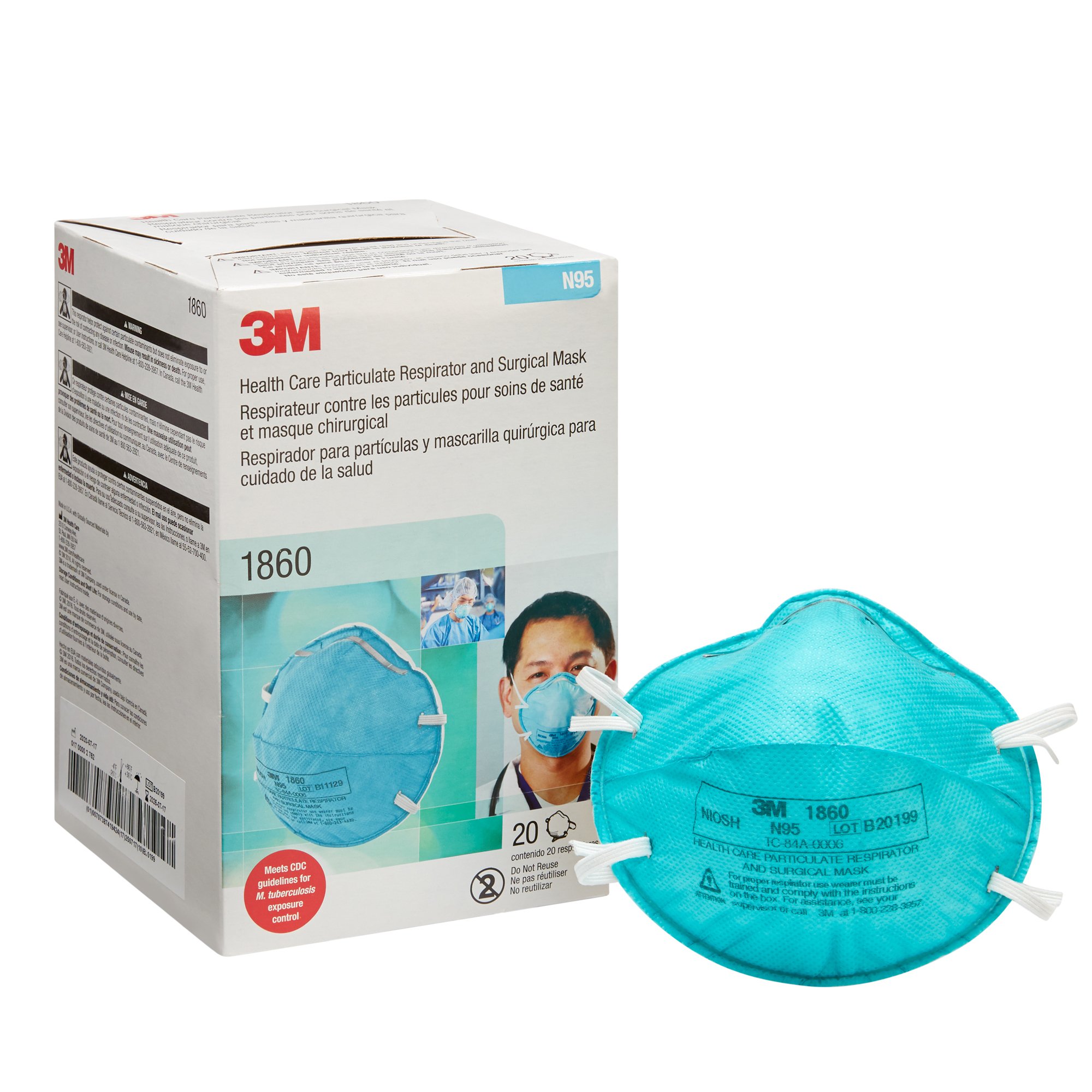 MASK PARTICULATE/SURGICAL REGRESPIRATOR N95 20/BX 3M Personal Safety Division
