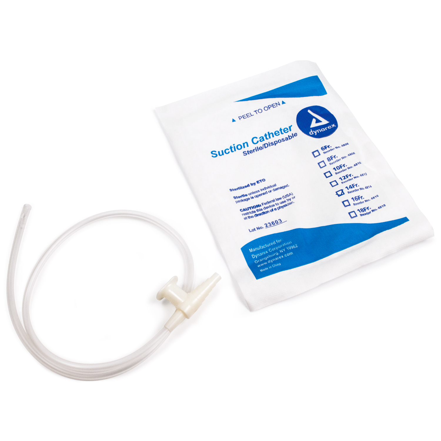 Suction Catheters Sterile, 14 FR, 50/Cs - Dynarex Corporation 4814