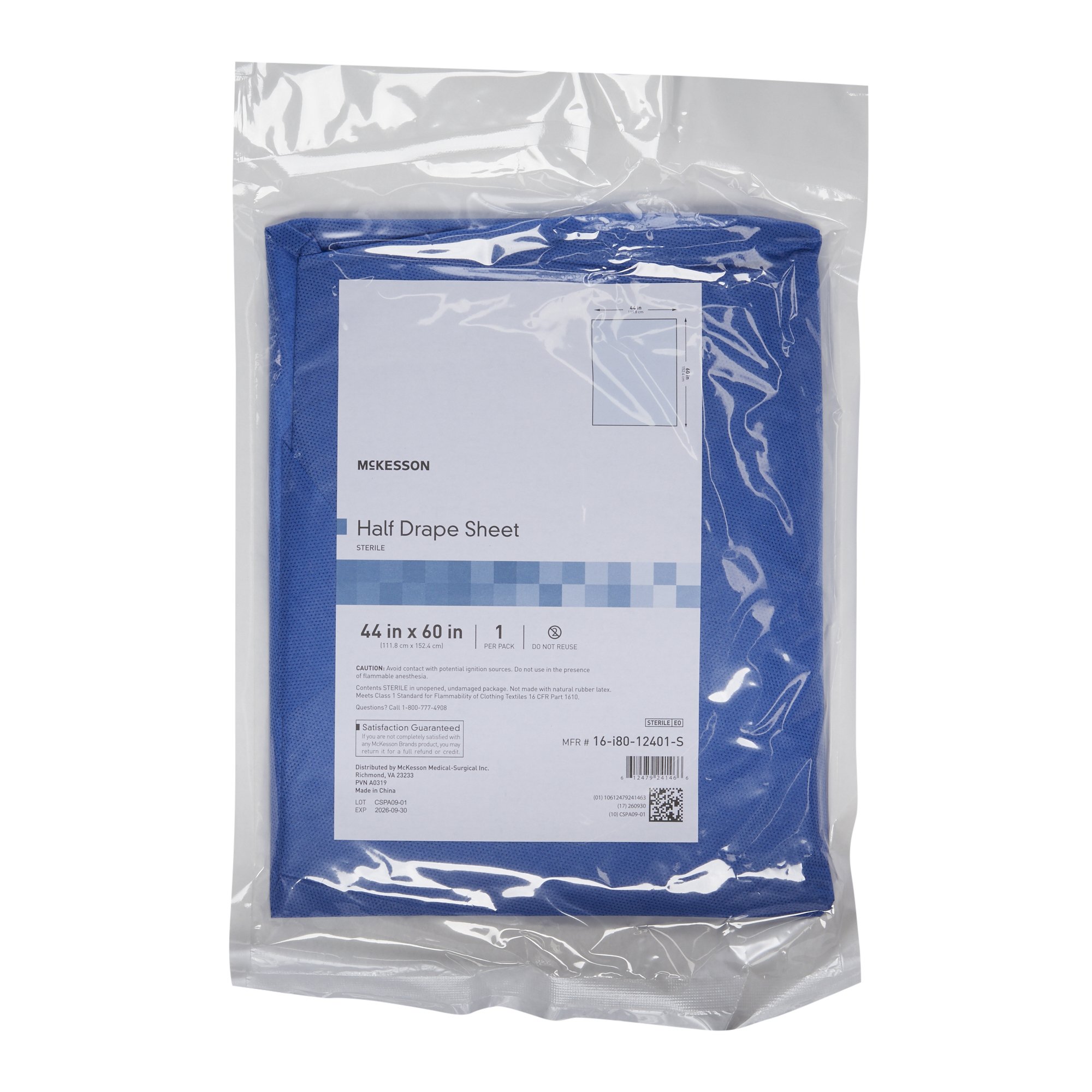 General Purpose Drape McKesson Half Drape Sheet 60 W X 44 L Inch Sterile DRAPE, SURGICAL HALF DRAPE