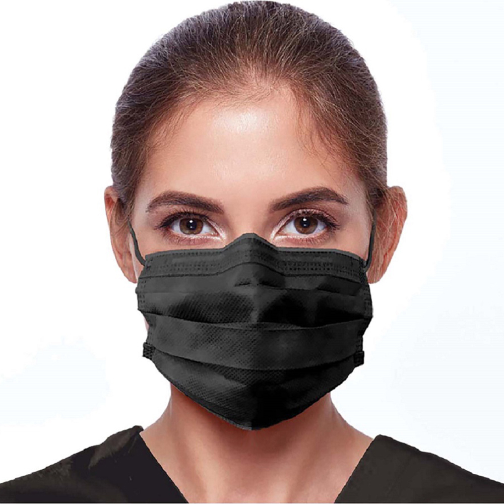 (Level 3) Carbon Earloop Face Mask Black 50/Bx