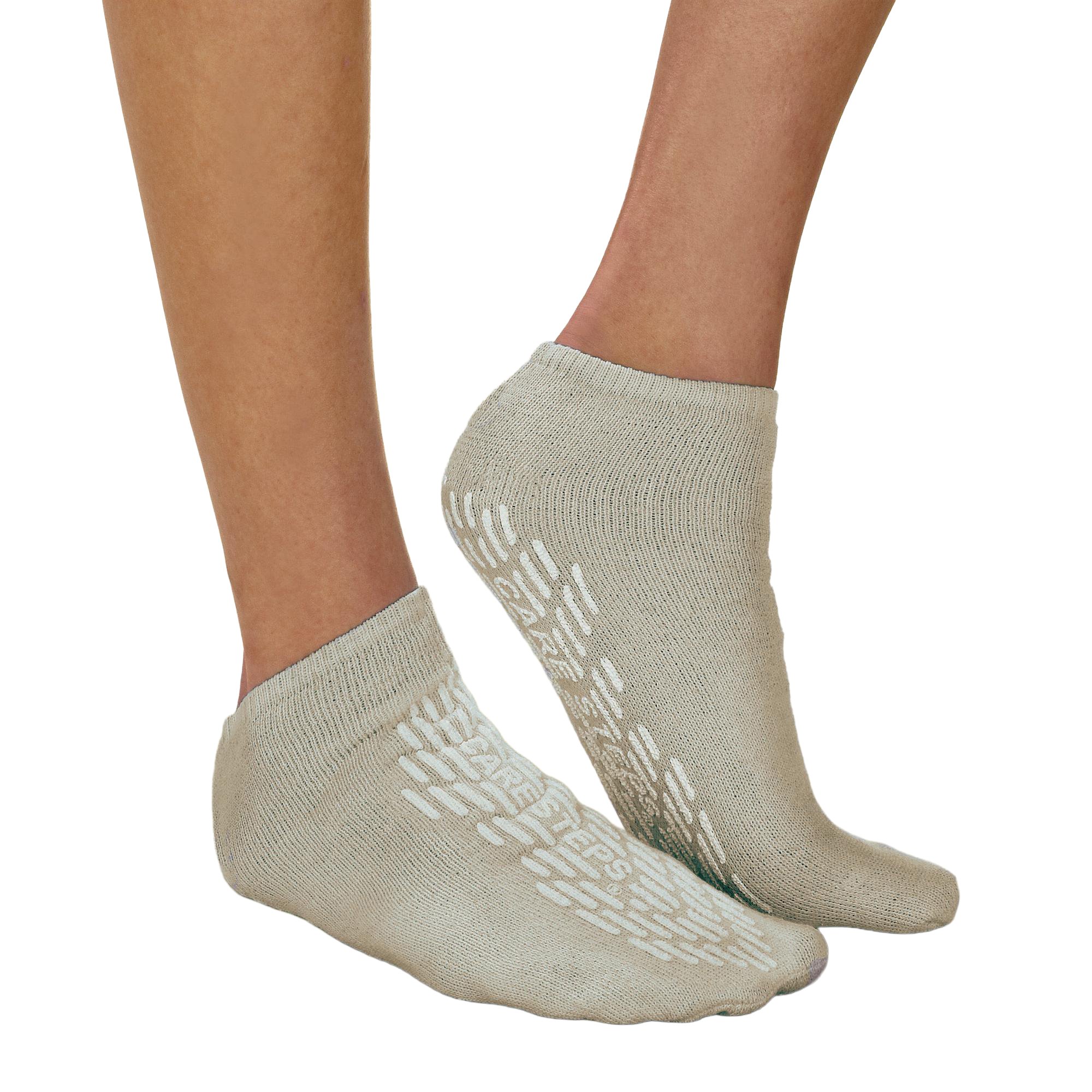 Slipper Socks Care-Steps® Unisex Adult Large Double Tread Single Patient Use Beige 48/CS