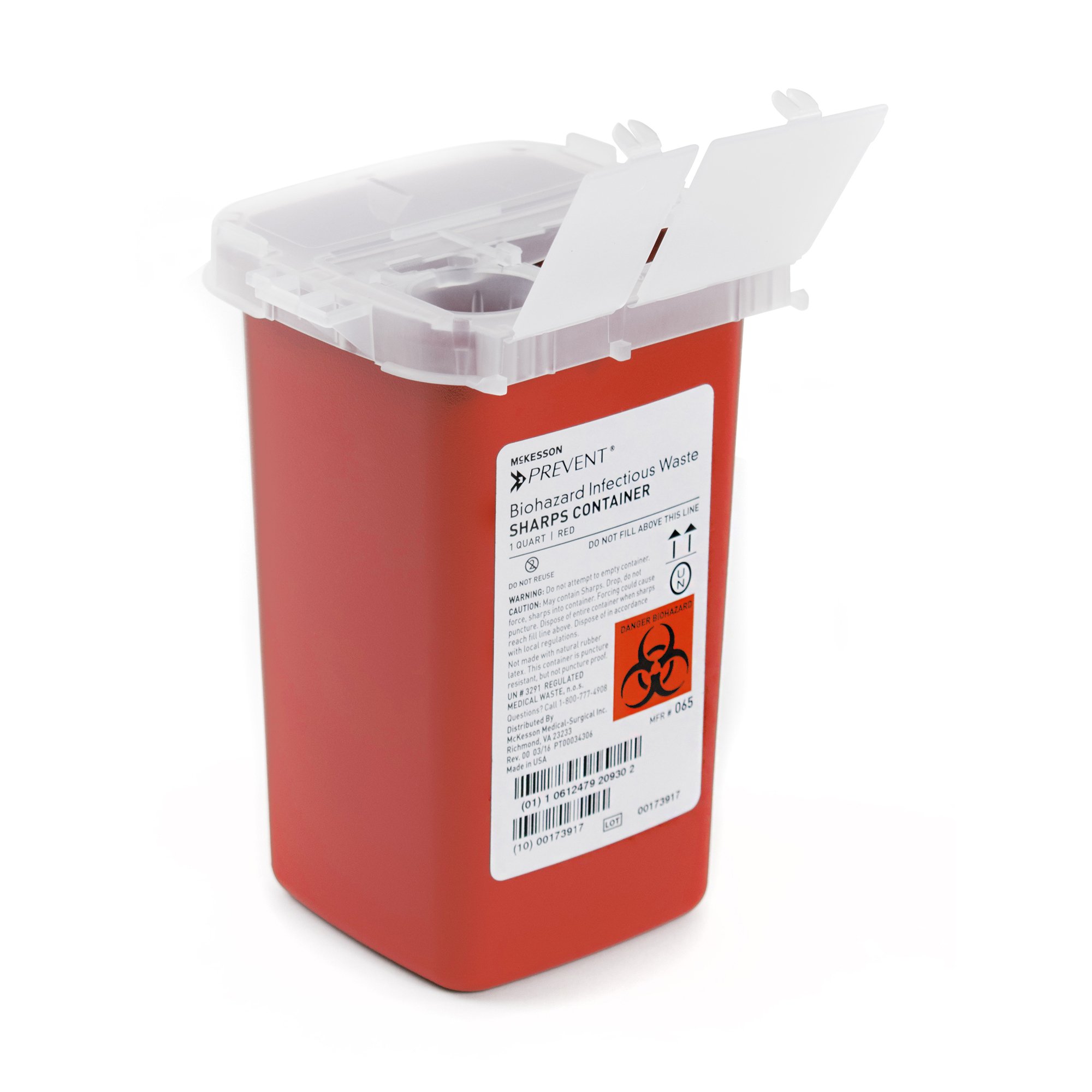 Sharps Container Prevent® Red Base 6-1/4 H X 4-1/4 W X 4-1/4 D Inch Vertical Entry 0.25 Gallon