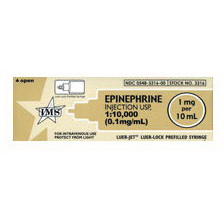 Epinephrine 0.1 mg/ml (110,000), 10ml LuerJet Prefilled Syringe NDC 6329-3316-1 10 Per Pack